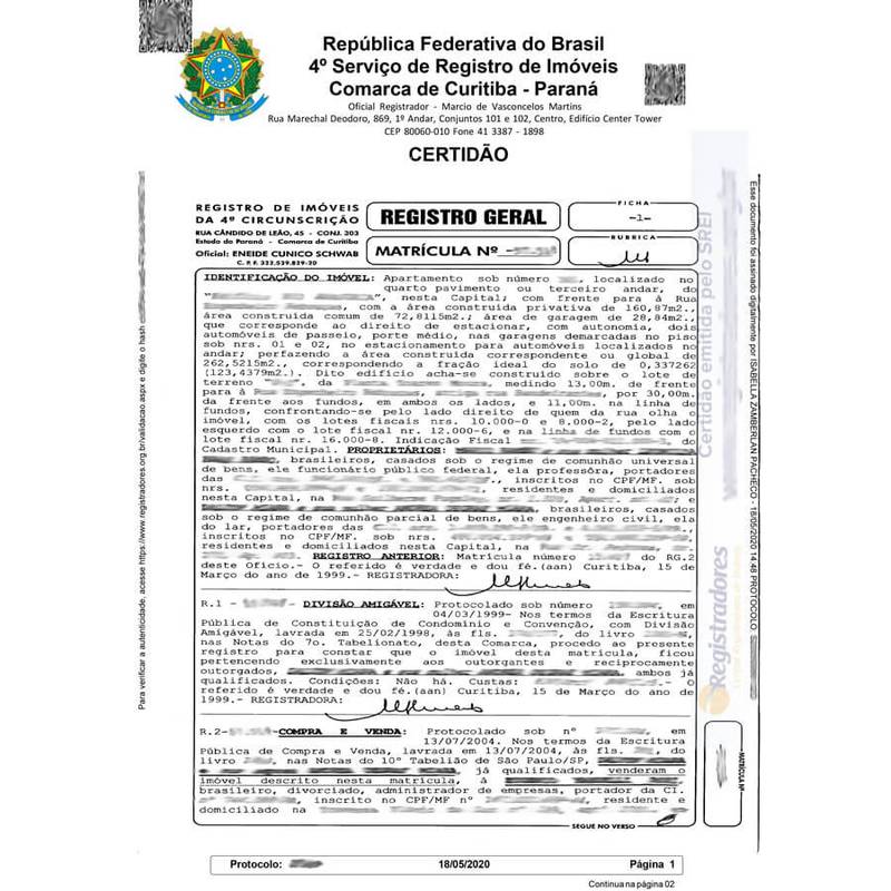 Certidão de Matrícula de Imóvel
